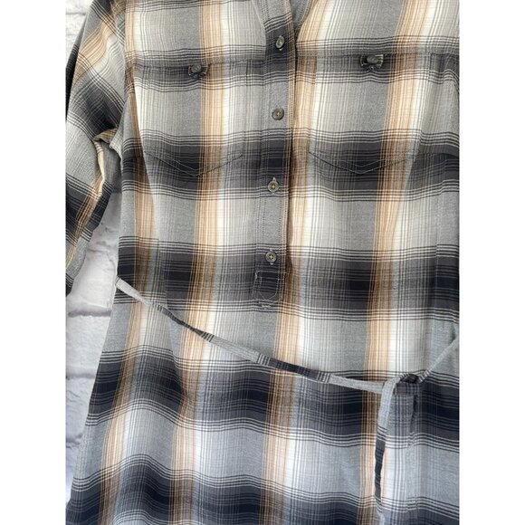 Patagonia Plaid Long Sleeve Dress - Gray and Tan - Picture 7 of 16